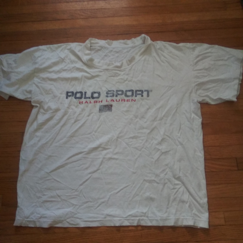Polo Sport 90s Ralph Lauren Vintage T-Shirt Y2K Distressed Worn Tee Large